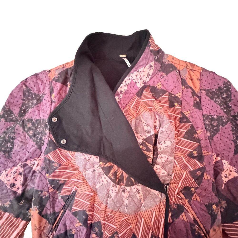 Free People Camile Quilted Cropped Patchwork Jacket Boho S EUC RARE** - Picture 5 of 6